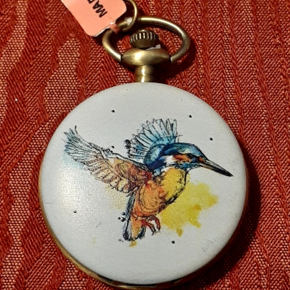 STRADA GENOA Pocket Watch KINGFISHER New N Box VINTAGE COLLECTABLE Needs Battery
